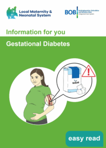 Front cover of an information booklet on gestational diabetes in easy read