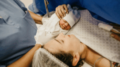 Image of Mother and baby following caesarean