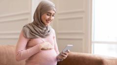 Pregnant lady on phone