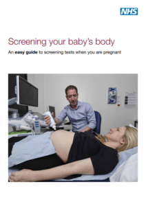 Front cover of screening your baby's body easy read leaflet